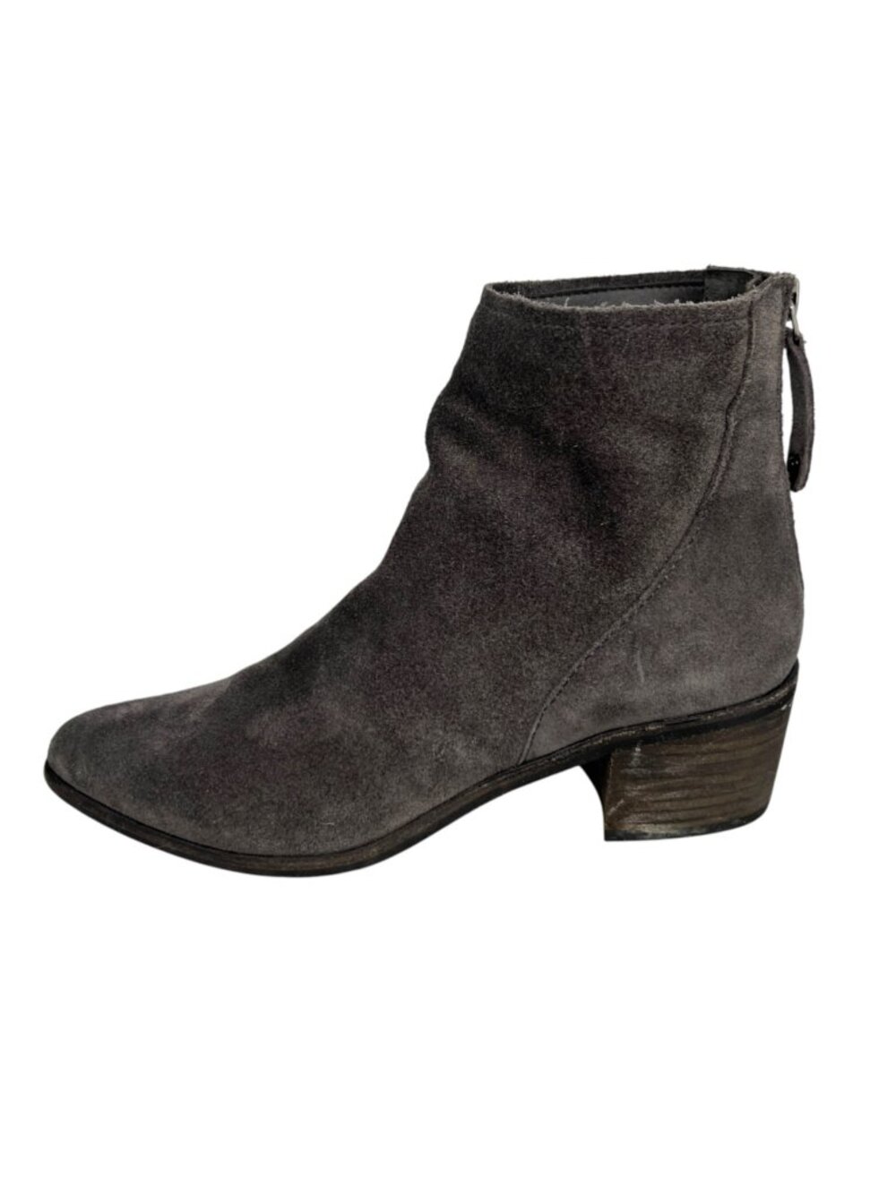 Dolce Vita Cassius Gray Suede Ankle Boots Stacked Heel Casual Boho Size 8.5